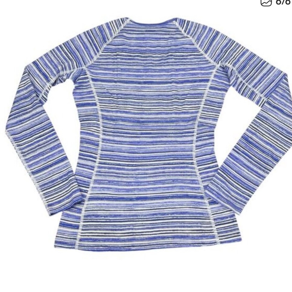 Icebreaker Blue and Gray Striped Merino Top - Picture 3 of 4